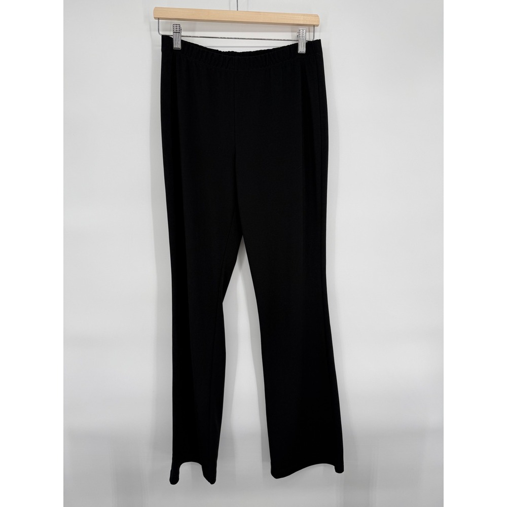 Susan Graver Black Elastic Waist Pull On Pants Wide Leg Casual Comfort Womens S